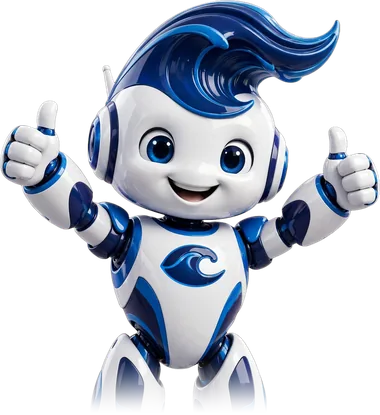Wavi, the Wave Plus Pro assistant, giving two thumbs up
